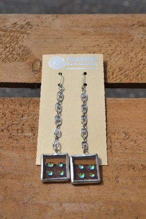 Earrings with smoked glass with dots