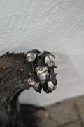 Handmade leatherbracelet in silver and black colours with silver charms