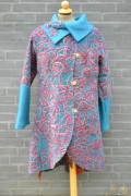 Turquise coat with red and grey cords - size L