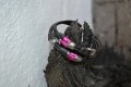 Handmade leatherbracelet in pink colour