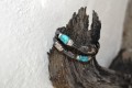 Handmade leatherbracelet in tyrquise colours