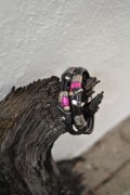 Handmade leatherbracelet in pink colours