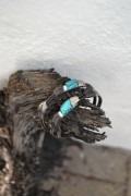 Handmade leatherbracelet in tyrquise colours