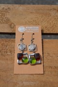 Long earrings of surgical steel and glass
