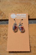 Earrings with transparent , orange and black glass