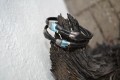 Handmade leatherbracelet in blue colours