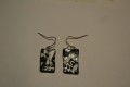 Hand crafted earrings in fp in silver, white and black