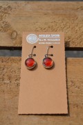 Earrings with orange glass