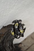 Handmade leatherbracelet in yellow and silver colours