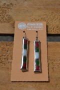 Earrings with red, green and white glass