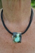 Leathercord with porcelain pendant