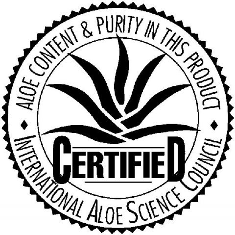 Internationale Aloe Science Council Seal of Approval. 