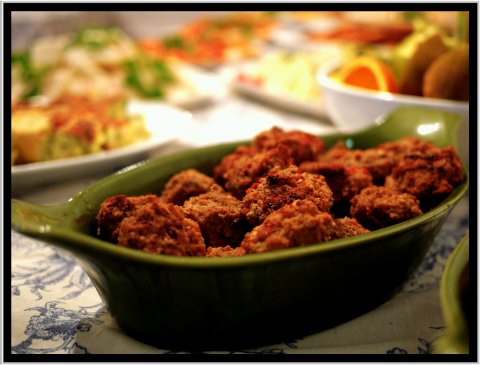 Tapas, ud, af, huset, spanske, frikadeller, kødboller