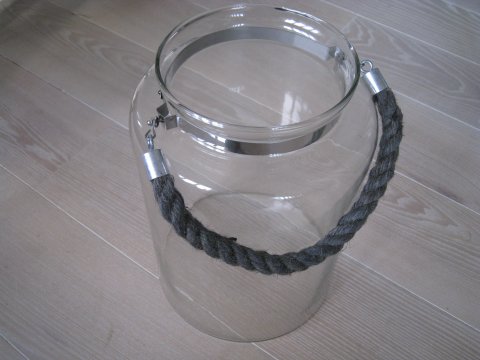 Lanterne i klart glas med tovhank 34 cm