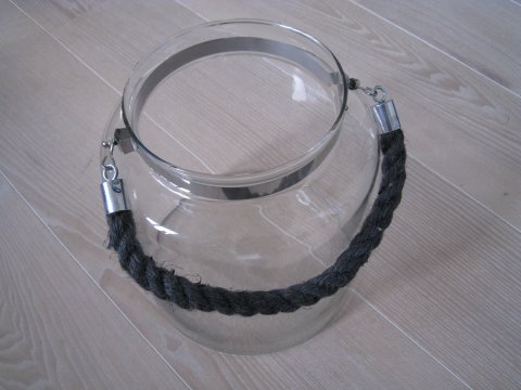 Lanterne i klart glas med tovhank 24 cm