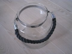 Lanterne i klart glas med tovhank 24 cm
