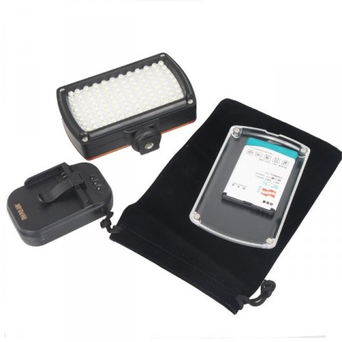 LED Kamera Kvalitets lampe. Med opladeligt batteri & lader. 96 LED prer. 850 lux