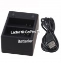 Usb dobbelt lader til Gopro 3 batterier