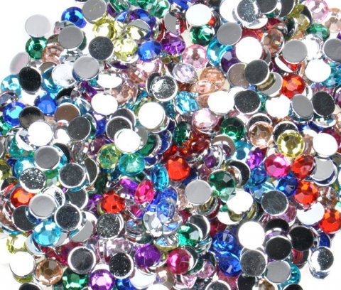 Crystal Flat Back Acrylic Rhinesten til pliming, 4mm i flere forskellige farver..