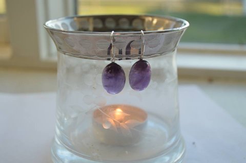 Super smukke og enkle S925 Sterlingslv reringe med lilla Amathyst...