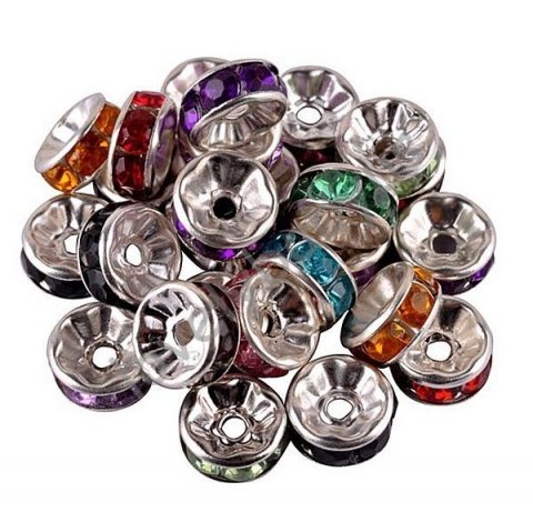 Acrylic Round & Wave slv belagt Spacer Beads Charms 8 mm farve: AB blandet mix.