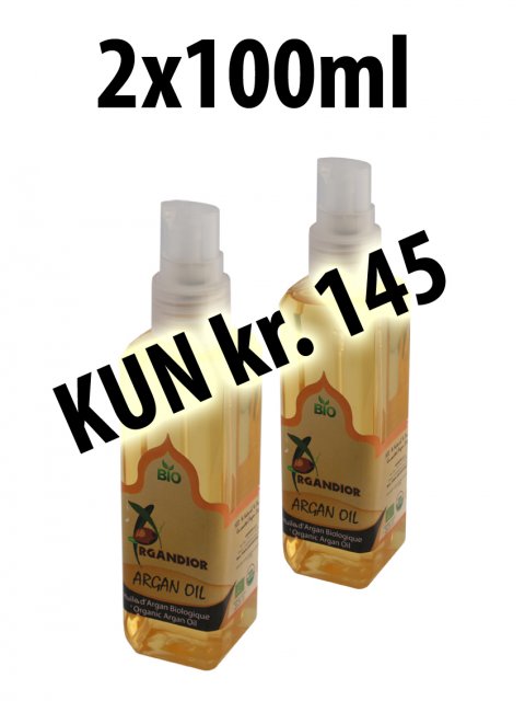 2 x 100ml 100% Argan Olie i plastikflaske med pumpe