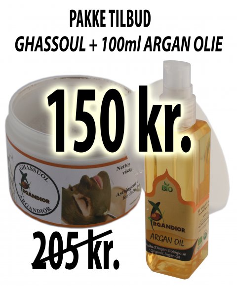 1 x 100ml 100% Argan Olie + 1 x Maske Ghassuol 250g